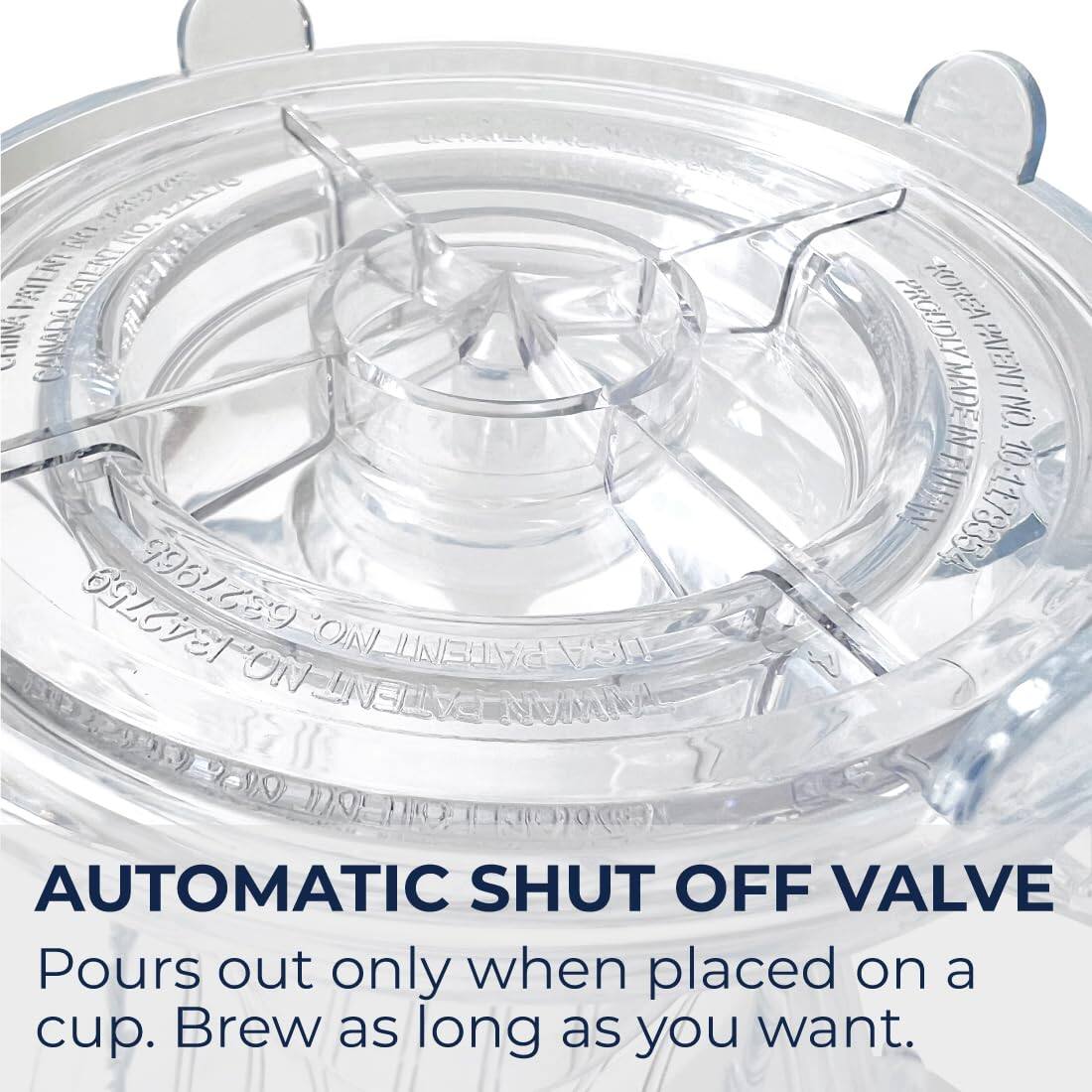 Sure, here is the corrected and grouped text:

---

**AUTOMATIC SHUT OFF VALVE**

Pours out only when placed on a cup. Brew as long as you want.

---

**RACXS ARU ENC PAIENT TGATERNO PAILAT KOREA SIA CANADA 1 PROUDLY MADE IN PARENT NO. 10 PALAA 10:11/8354 1342750 9984759 ON ON JUNBOAG S0 PATENT NUMP 2 20W0 10 TO )**

---

**HONGKONG MADE IN CHINA**

---

**2012/09/29**

---

**ON LINE 1234567890**

---

**ON LINE 1234567890**

---

**ON LINE 1234567890**

---

**ON LINE 1234567890**

---

**ON LINE 1234567890**

---

**ON LINE 1234567890**

---

**ON LINE 123