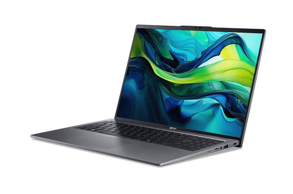 Left. Acer - Acer Swift Go 16" Laptop 32GB RAM 1TB SSD Intel Core Ultra 9 185H 2.3GHz Touchscreen Gray (Refurbished) - Iron.