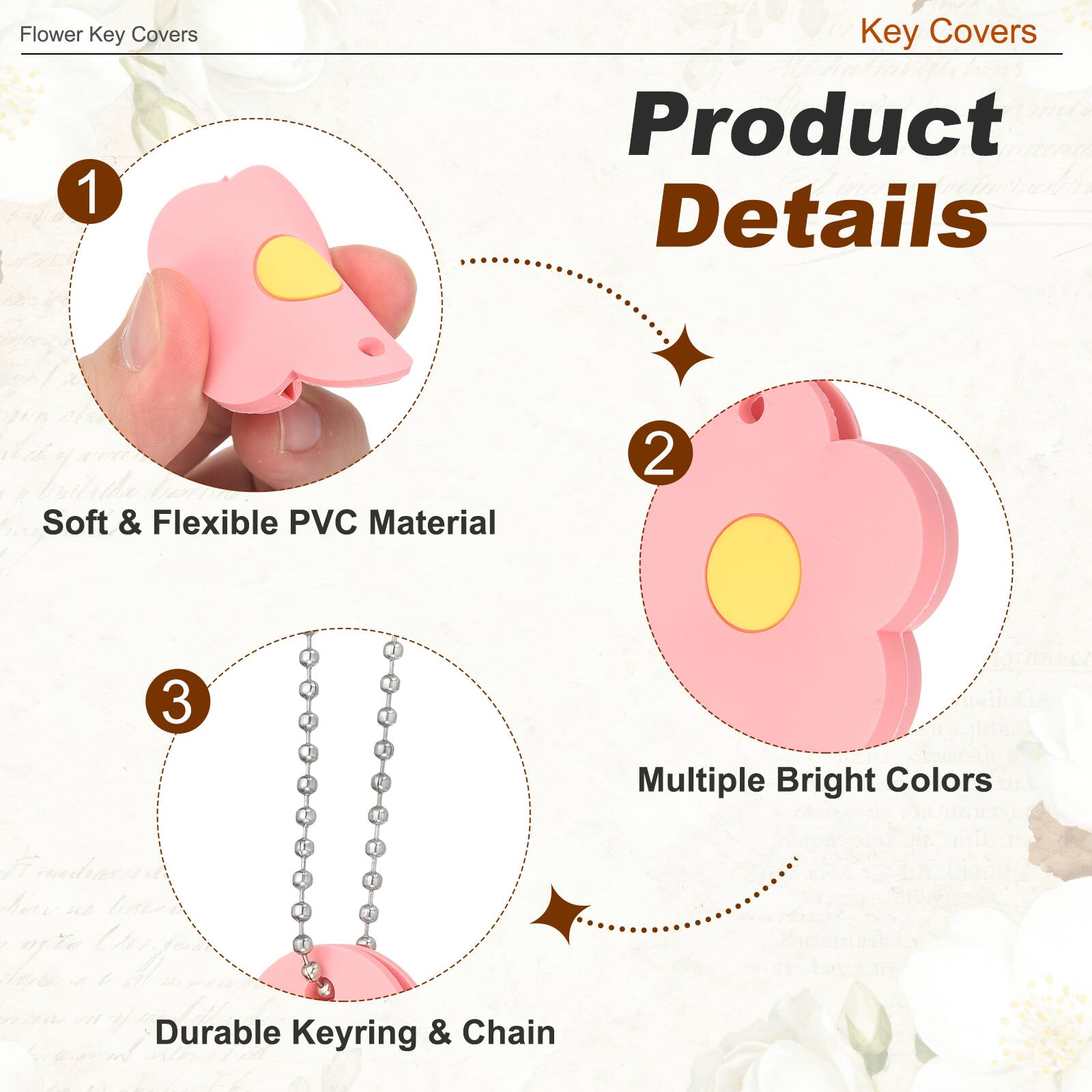 Flower Key Covers

Key Covers

Product Details

1. Soft & Flexible PVC Material
2. Multiple Bright Colors
3. Durable Keyring & Chain