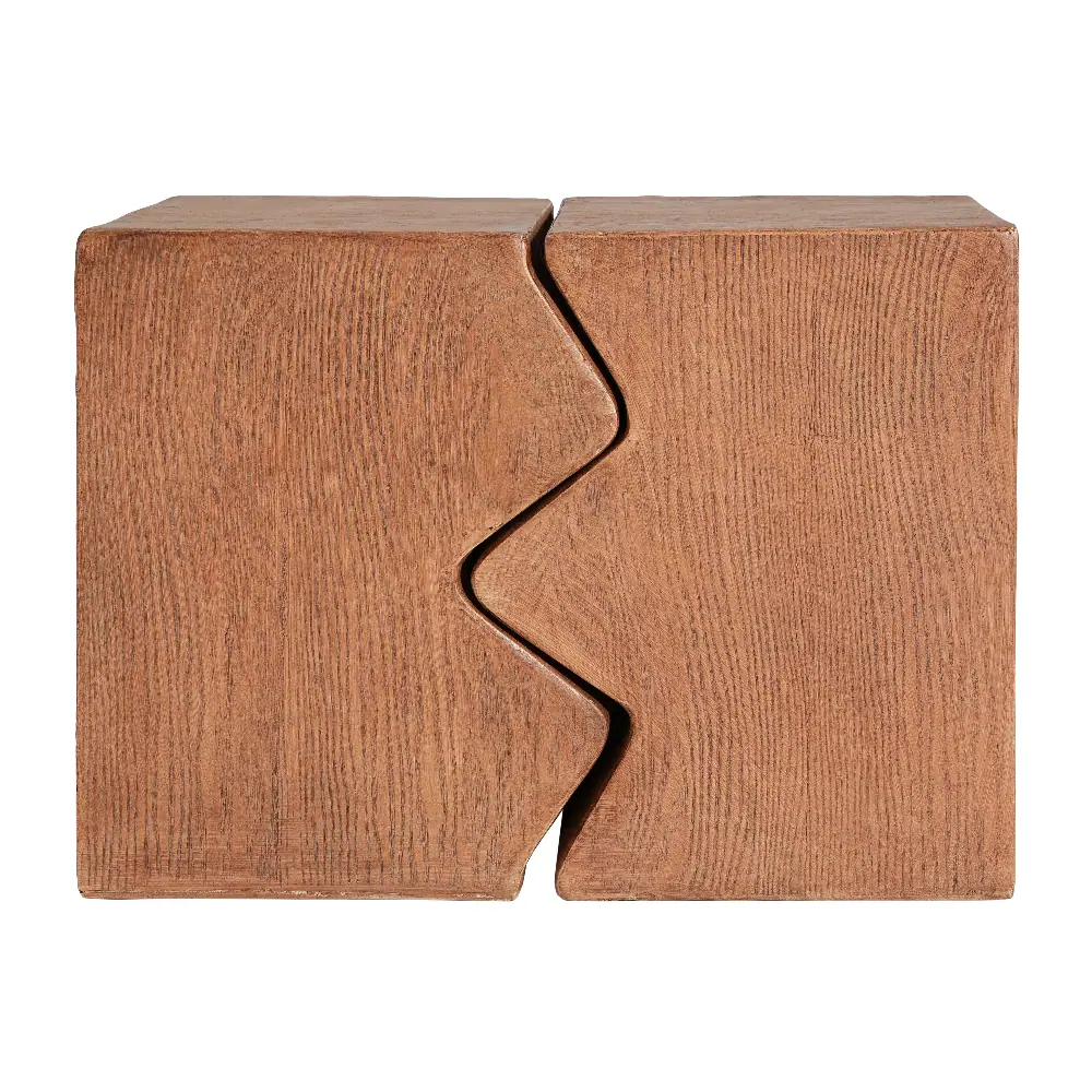 Alt View 1. Loheer - Loheer MGO Side Table Set of 2 Rectangular Outdoor Side Tables Faux Wood Garden Stools Accent Table Natural Color - Natural.