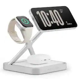 NOCO - XGrid XDS3: 3-in-1 Wireless Charging Stand for iPhone, Apple Watch & AirPods – MagSafe Compatible + Qi2 Certified - White