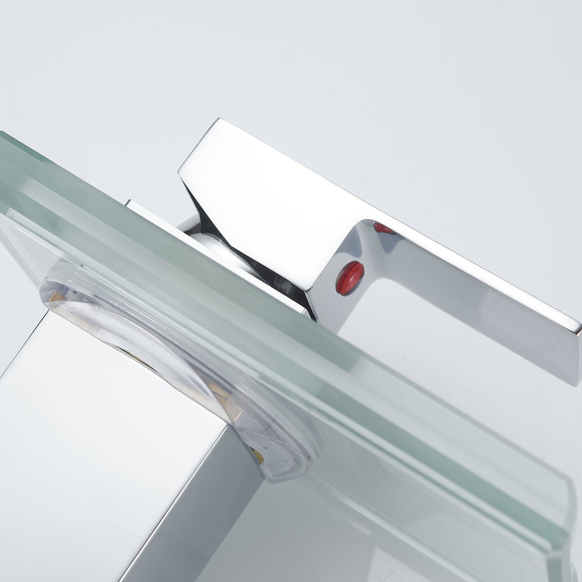 Left. Boyel Living - Waterfall Single Handle Single Hole Bathroom Faucet Chrome with LED Temperature Sensor and Supply Hoses Easy Install - Chrome.