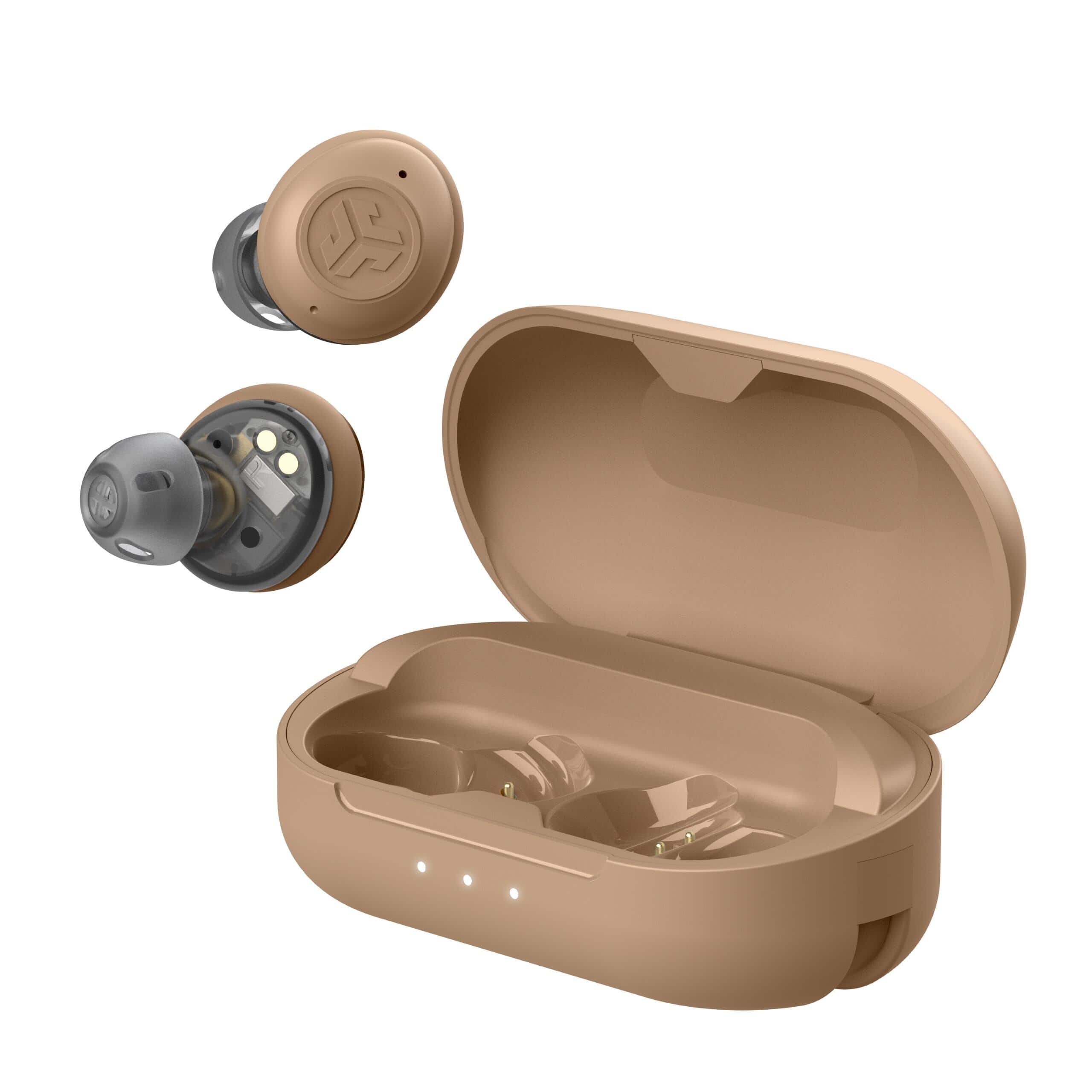 Angle. JLab - 2-in-1 Hear OTC Hearing Aid and Earbuds - Beige.