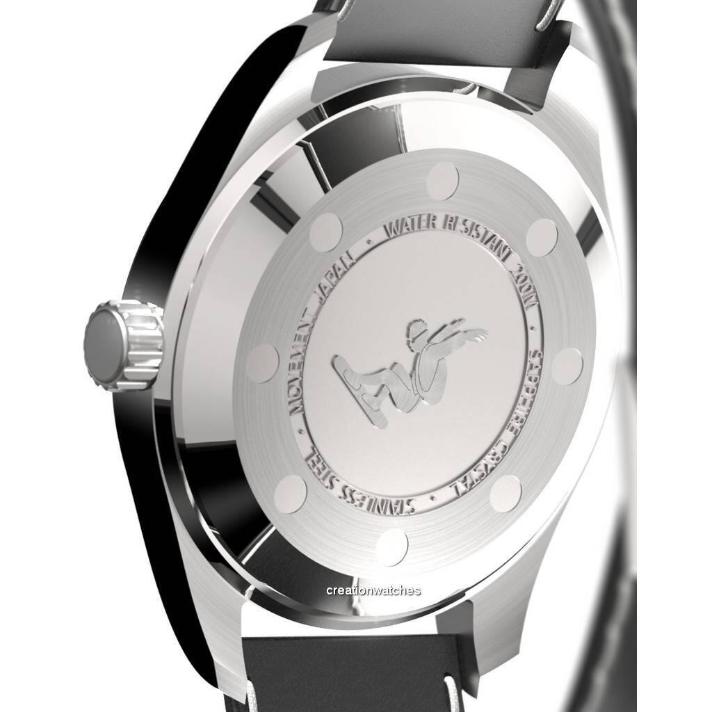 WATER RESISTANT 200M  
JAPAN MOV  
3018ES  
D SIEEL  
LASA82  
1VIS  
STAINLESS  
creationwatches