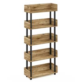 Furinno - Turn-N-Tube 4-Tier Freestanding Multipurposes Display Rack, Bookshelf, Flagstaff Oak/Black - Flagstaff Oak/Black