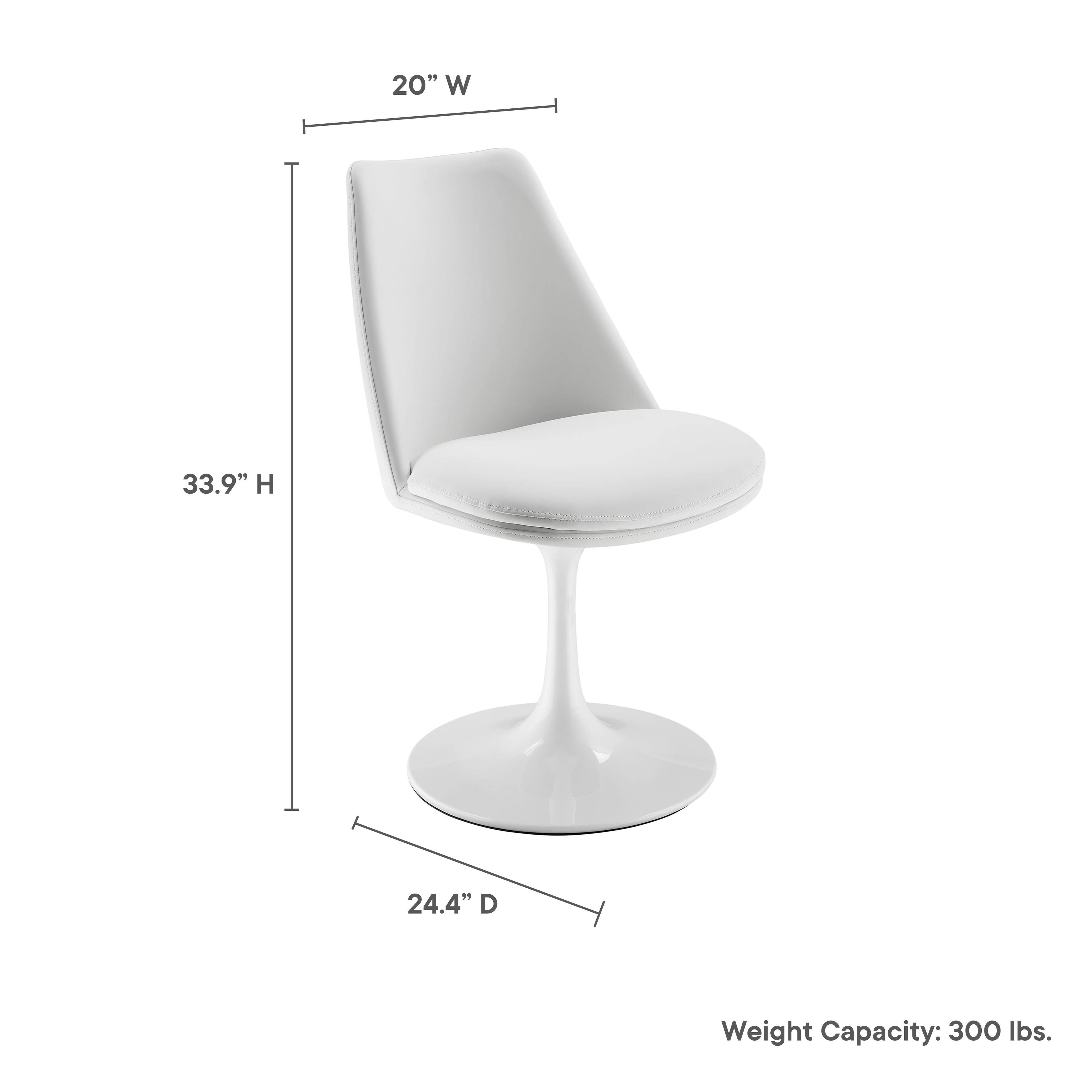 20" W x 33.9" H x 24.4" D  
Weight Capacity: 300 lbs.
