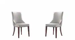Manhattan Comfort - Shubert Modern Vegan Leather and Velvet Dining Chair - Set of 2 - Light Gray
