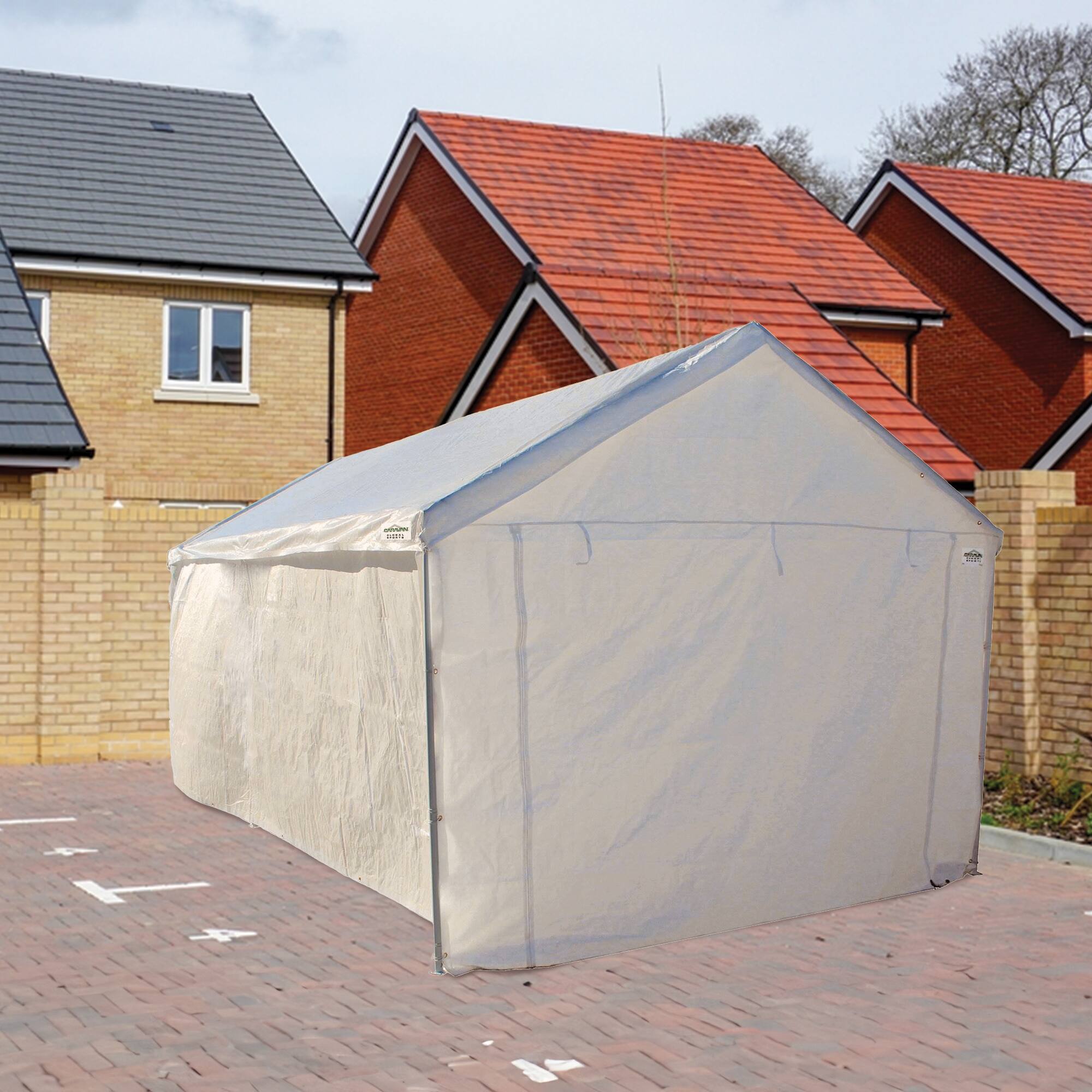 Alt View 3. Caravan Canopy - Caravan Canopy Domain Car Port Tent Sidewalls w/ Straps, White (Sidewalls Only) - white.