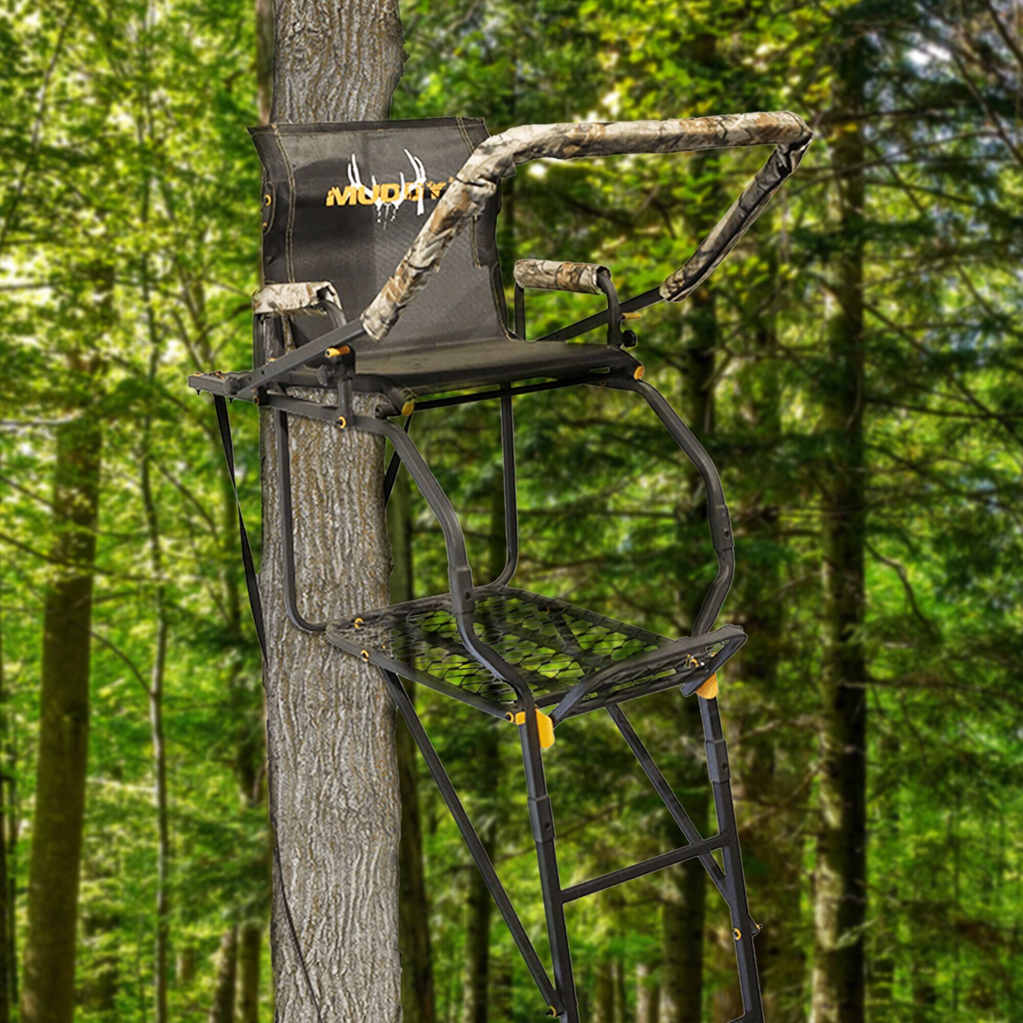 Alt View 3. Muddy - Muddy Huntsman Deluxe 17 Foot Hunting Ladderstand, 1 Person Climbing Tree Stand - Black.