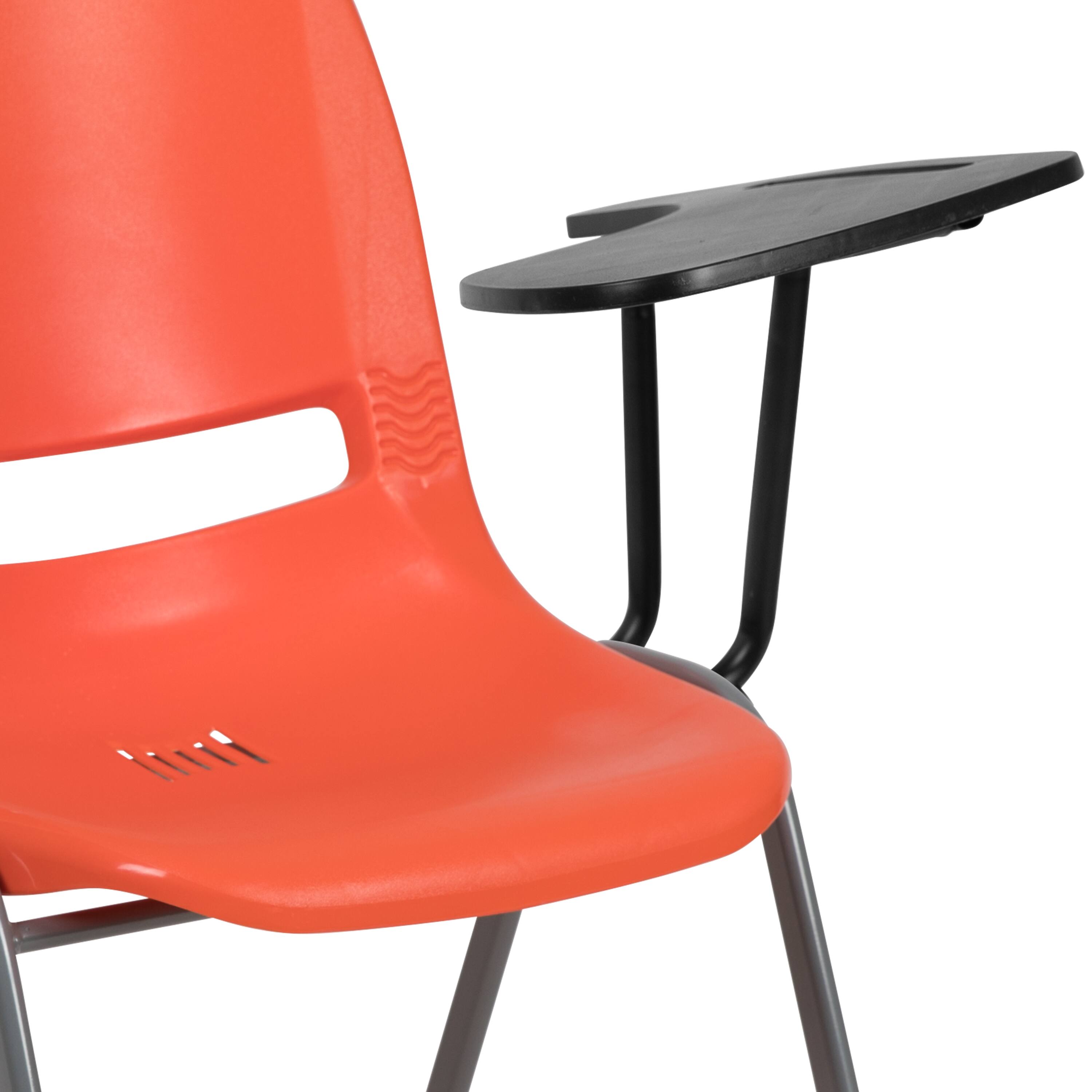Alt View 10. Emma + Oliver - Ergonomic Shell Chair with Left Handed Flip-Up Tablet - Tablet Arm Desk - Orange.