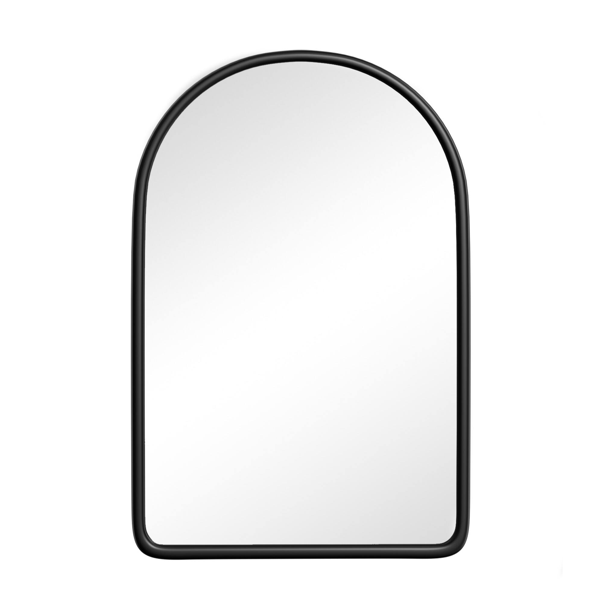 Angle. PexFix - 24" x 35.8" Arch Bathroom Mirror Medicine Cabinet with Adjustable Shelves - Wood Frame, Recessed or Surface Mount - Black.