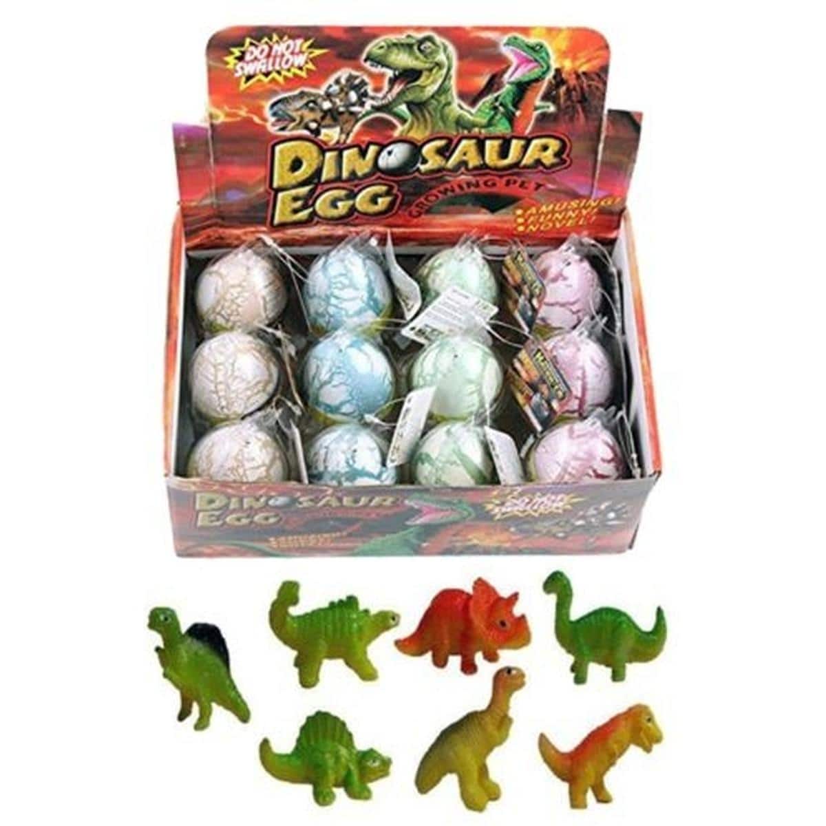 JuzToys - Dinosaur Toys for Kids 3-5, Primal Hatch Dinosaur Egg 12Pcs, Magic Growing Pet Dinosaur Egg in Water, Gifts Boys Girls - Multi