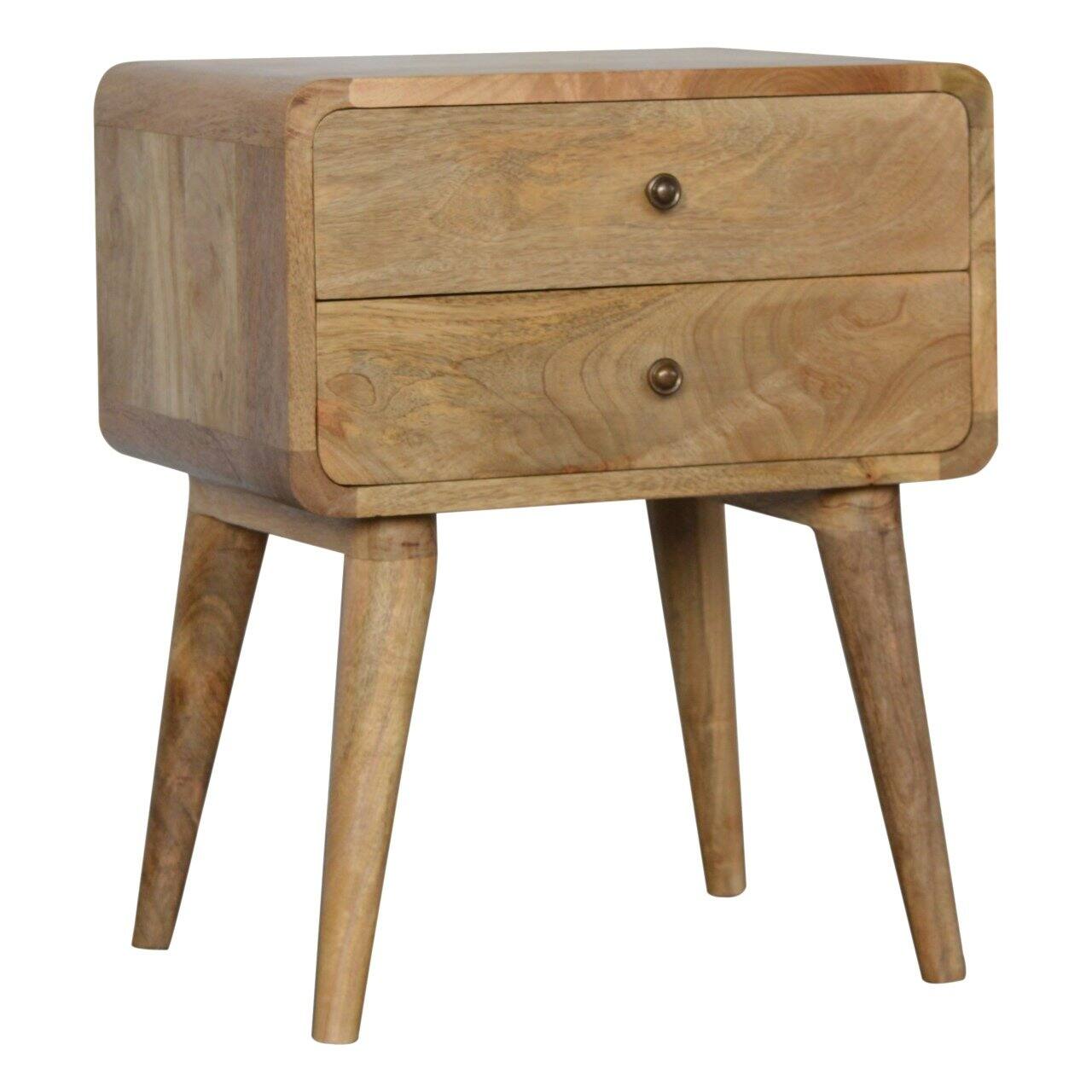 Left. Artisan Furniture - Artisan Furniture Solid Wood Curved Oak-ish nightstand - Oak.