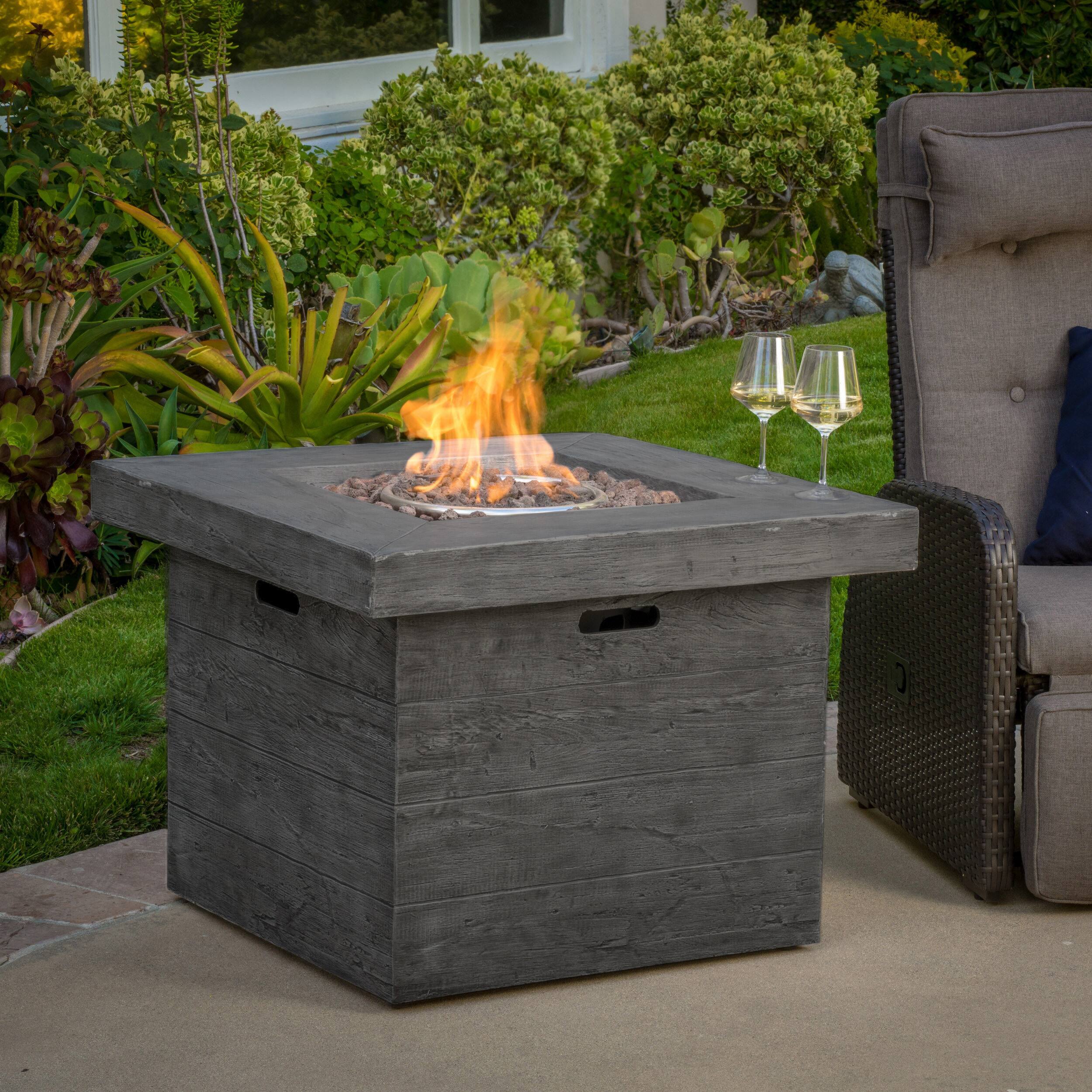 Alt View 1. Siljoy - 40000 BTU 32'' Square Gray MGO Wood Fire Pit Outdoor Patio Heater.
