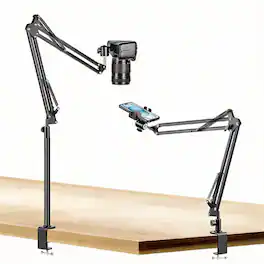 OMOMMD - Overhead Camera Mount Desk With Adjustable Arm And Phone Holder For Dslr Cameras iphone webcam ring Light S - Default