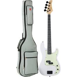 Best Choice Products - Full Size Beginner 4-String Electric Guitar Bass Guitar w/ Padded Case - White/Mint