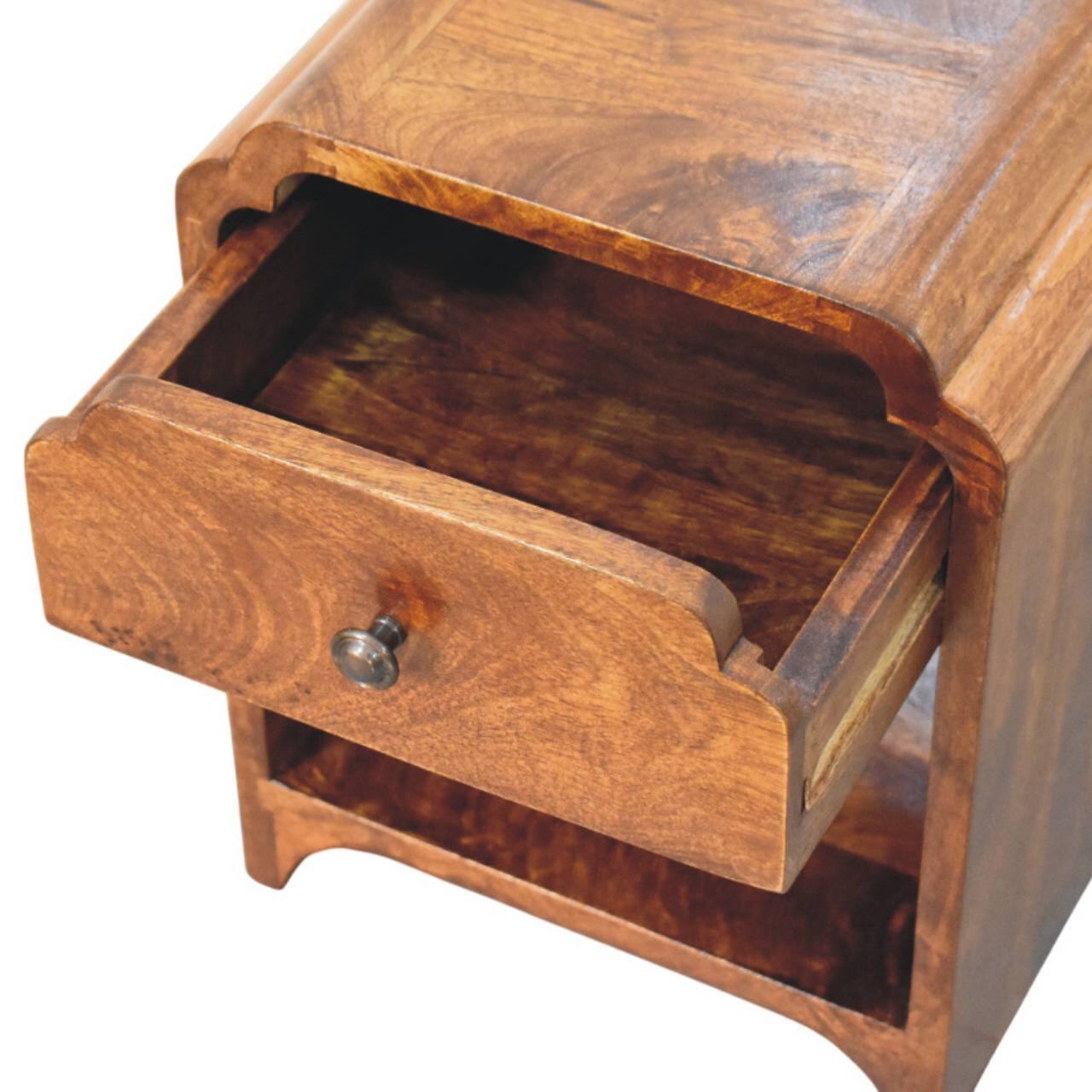 Alt View 2. Artisan Furniture - Artisan Furniture Solid Wood Newton Mini Chestnut Nightstand with a Drawer and Open shelf - Chestnut.
