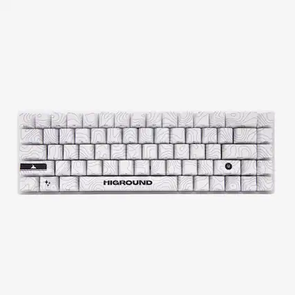 Front. Higround - Basecamp 65 65% Wired Mechanical Lubed Flame Linear Switch Gaming Keyboard with RGB Backlighting - Snow Stone.