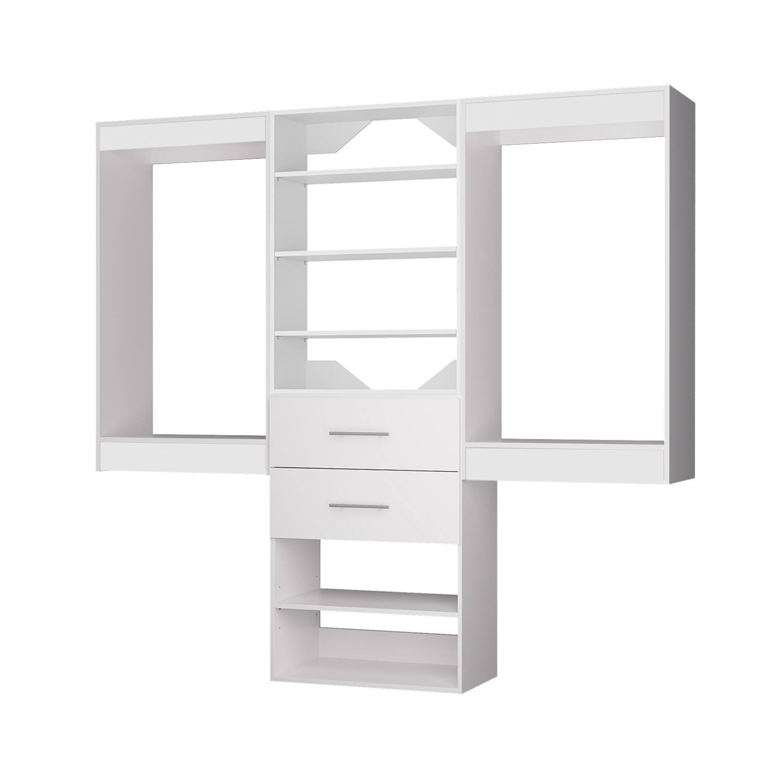 Left. LOVMOR - LOVMOR 102 in White Modular Closet System Unit-Customizable Wall Mounted Walk-In Closets for Bedroom or Walk-in Closet - White.