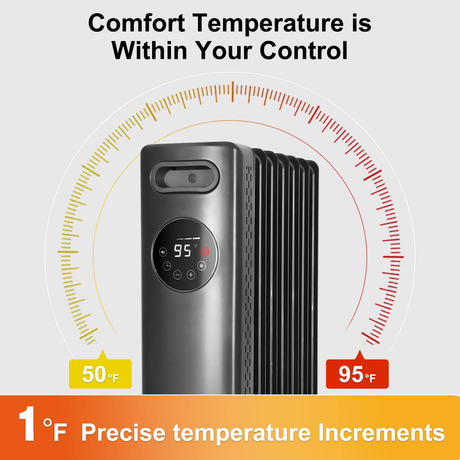 Comfort Temperature is Within Your Control

50°F

95°F

1°F Precise temperature Increments
