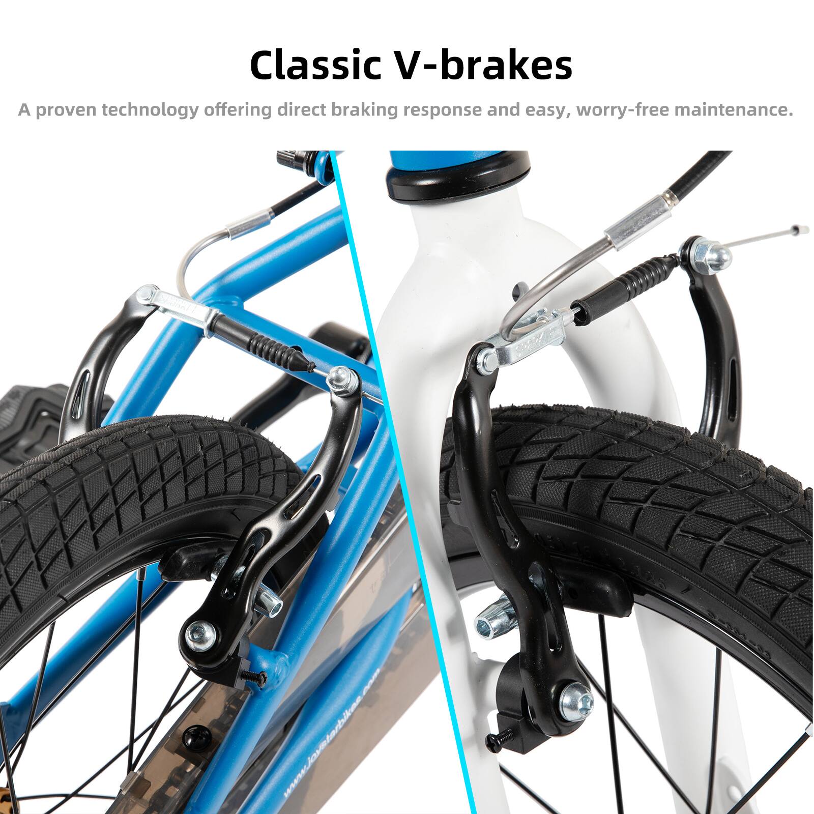 Classic V-brakes  
A proven technology offering direct braking response and easy, worry-free maintenance.  
www/ayntarbiloa.co