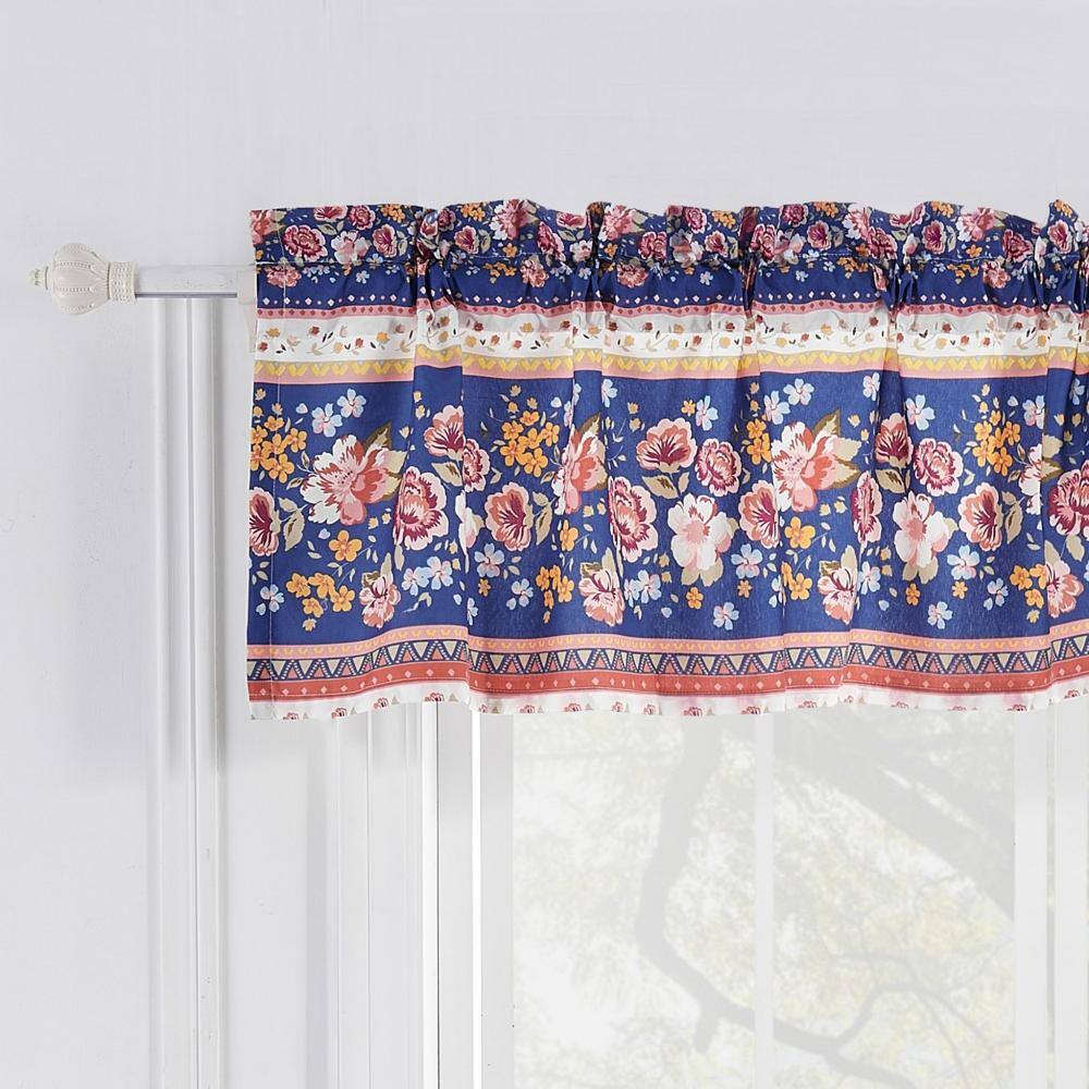 Angle. Greenland Home Fashions - Greenland Home Fashions Marsha Window Valance - 84" x 16" Blue - Blue.