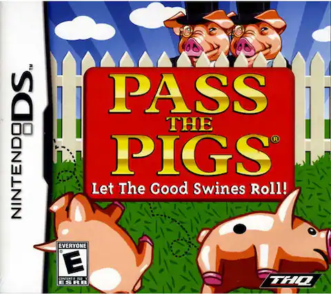 TM DS NINTENDO PASS THE PIGS Let The Good Swines Roll! EVERYONE E CONTENT ED Y ESRB THO - E (Everyone)