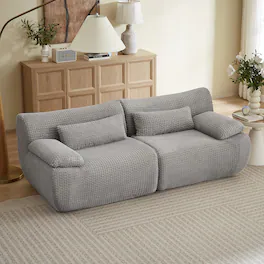 Anysun - 2 Seater Loveseat Sofa with Cloud Comfort, Corduroy Fabric & No Assembly for Living Room - Gray