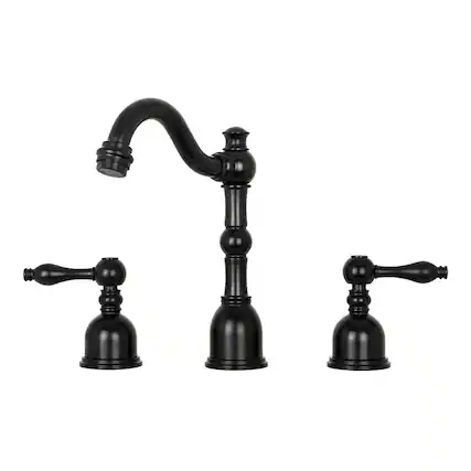 Front. Akicon - Akicon 8 inch Two-Handles Widespread Bathroom Sink Faucet in Matte Black - Matte Black.