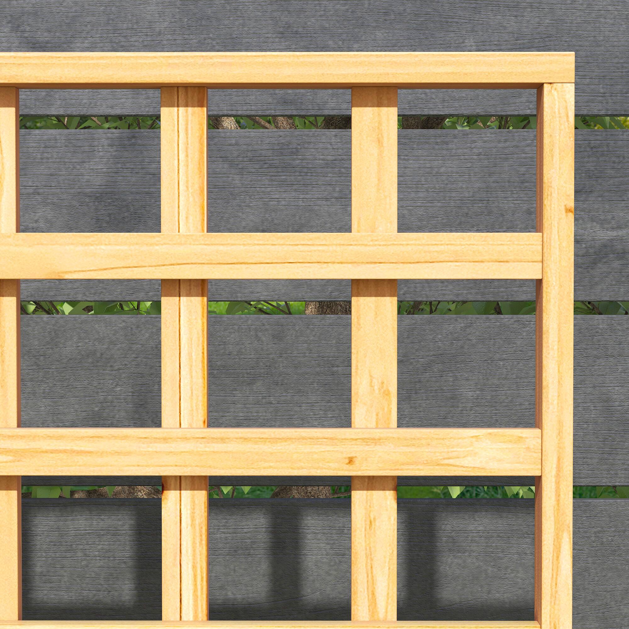 Alt View 8. Outsunny - Wooden Raised Garden Bed with Trellis, Elevated Planter Box with Storage Shelf, Outdoor Flower Box - Natural Wood.