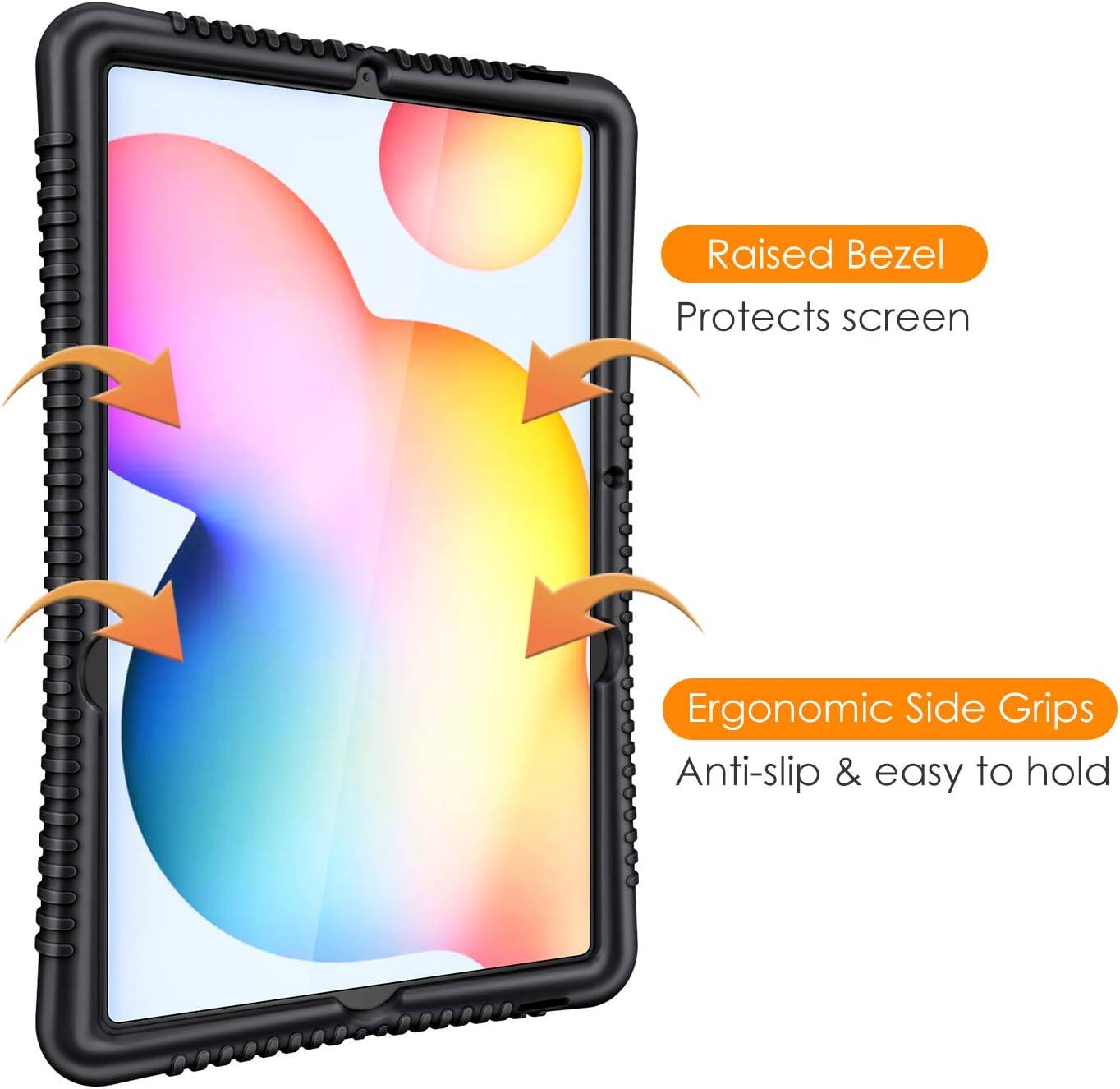 Raised Bezel Protects screen  
Ergonomic Side Grips Anti-slip & easy to hold
