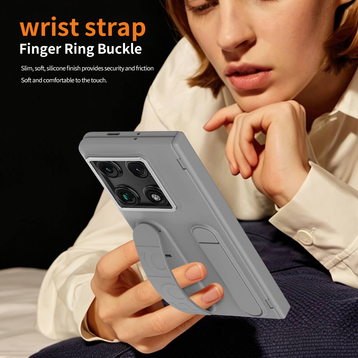wrist strap Finger Ring Buckle Slim, soft, silicone finish provides security and friction Soft and comfortable to the touch.