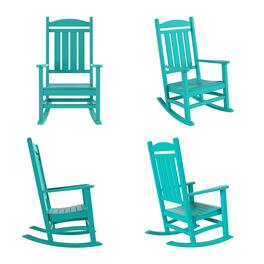 WestinTrends - Malibu Outdoor Patio Poly Classic Porch Rocking Chair (Set of 4) - Turquoise