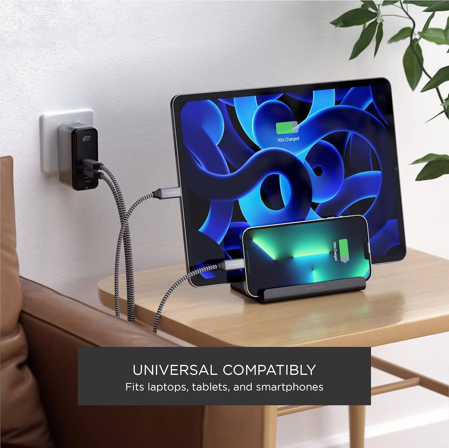 Universal compatibility fits laptops, tablets, and smartphones.