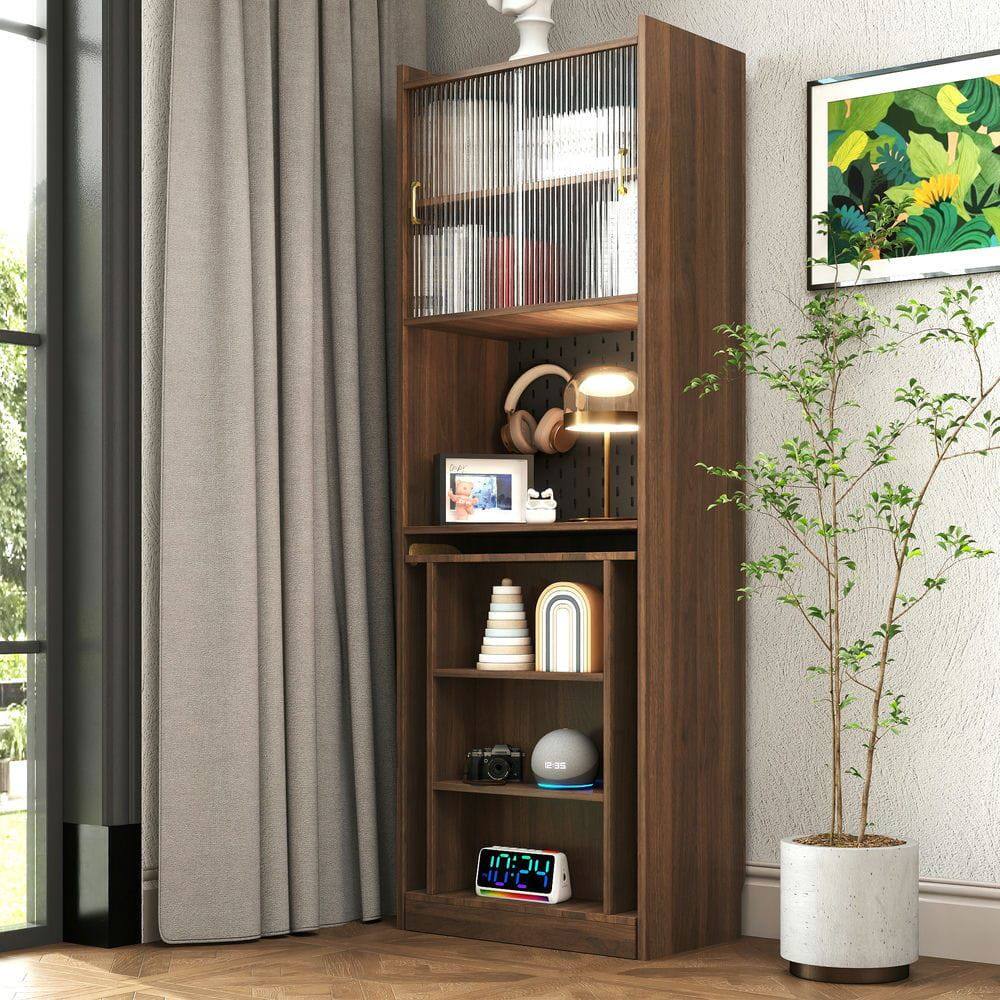 Alt View 2. Kadyn - Folding Desk with Storage, Space-Saving Foldable Computer Desk for Small Spaces, Writing Table for Home, Office, Brown - Brown.