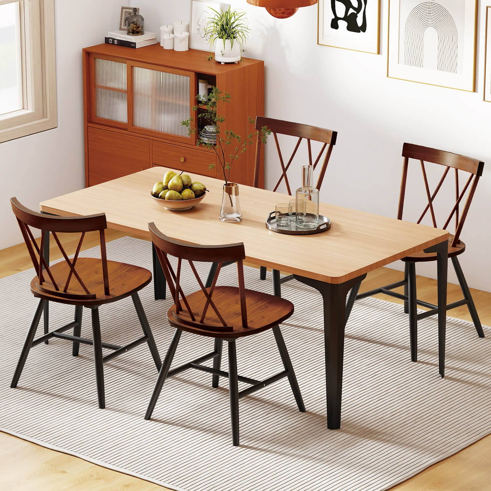 Alt View 4. Costway - Costway Dining Chairs Set of 4 Farmhouse Kitchen Chair with Rubber Wood Frame - Dark oak.