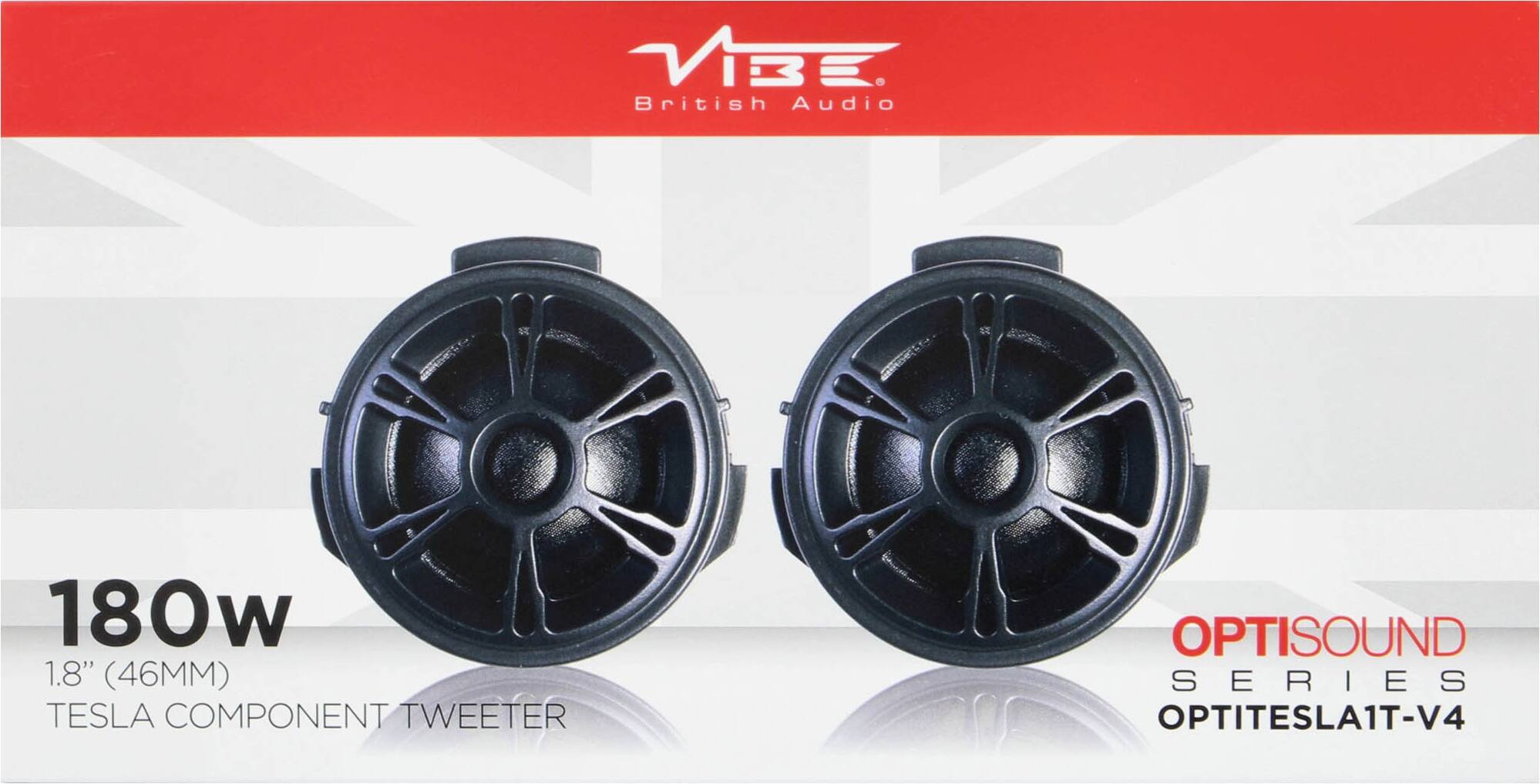 VIBE British Audio

180w  
1.8" (46MM)  
TESLA COMPONENT TWEETER  
OPTISOUND SERIES  
OPTITESLA1T-V4