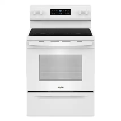 Front. Whirlpool - 5.3 Cu. Ft. Freestanding Electric Range with Cooktop Flexibility - White.