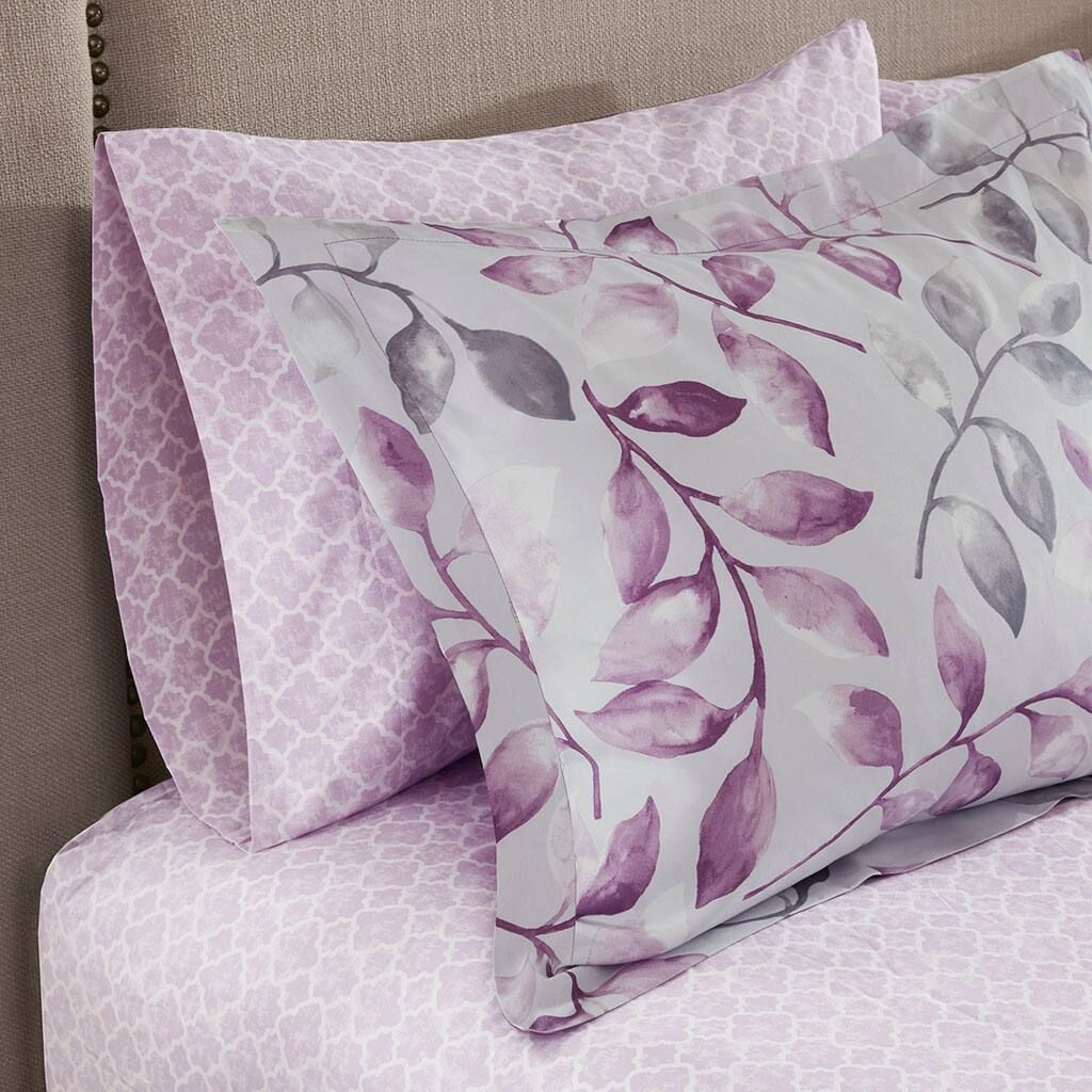 Alt View 2. Gracie Mills - Gracie Mills Amalia 9-Piece Floral Comforter Set with Coordinating Cotton Bed Sheets - Purple.