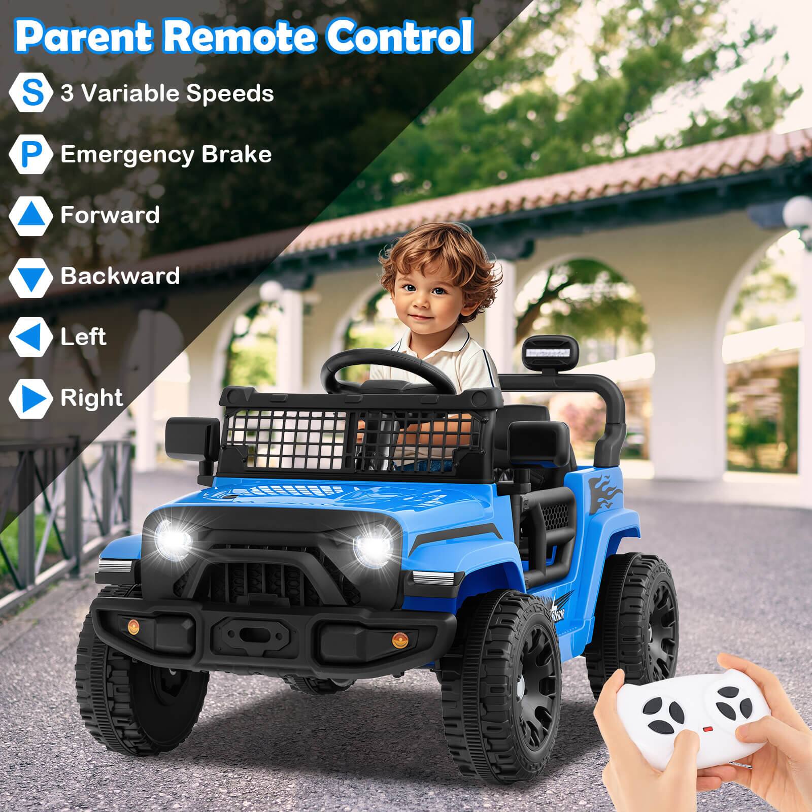 Parent Remote Control

- S 3 Variable Speeds
- P Emergency Brake
- Forward
- Backward
- Left
- Right