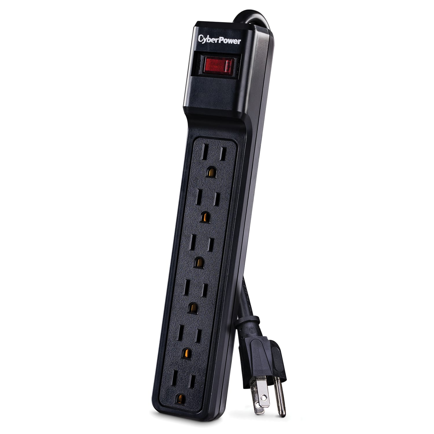 CyberPower - 6-AC Outlet 900-Joule Essential Series Surge Protector Power Strip, 4-Ft. Cord, CSB604 - Black
