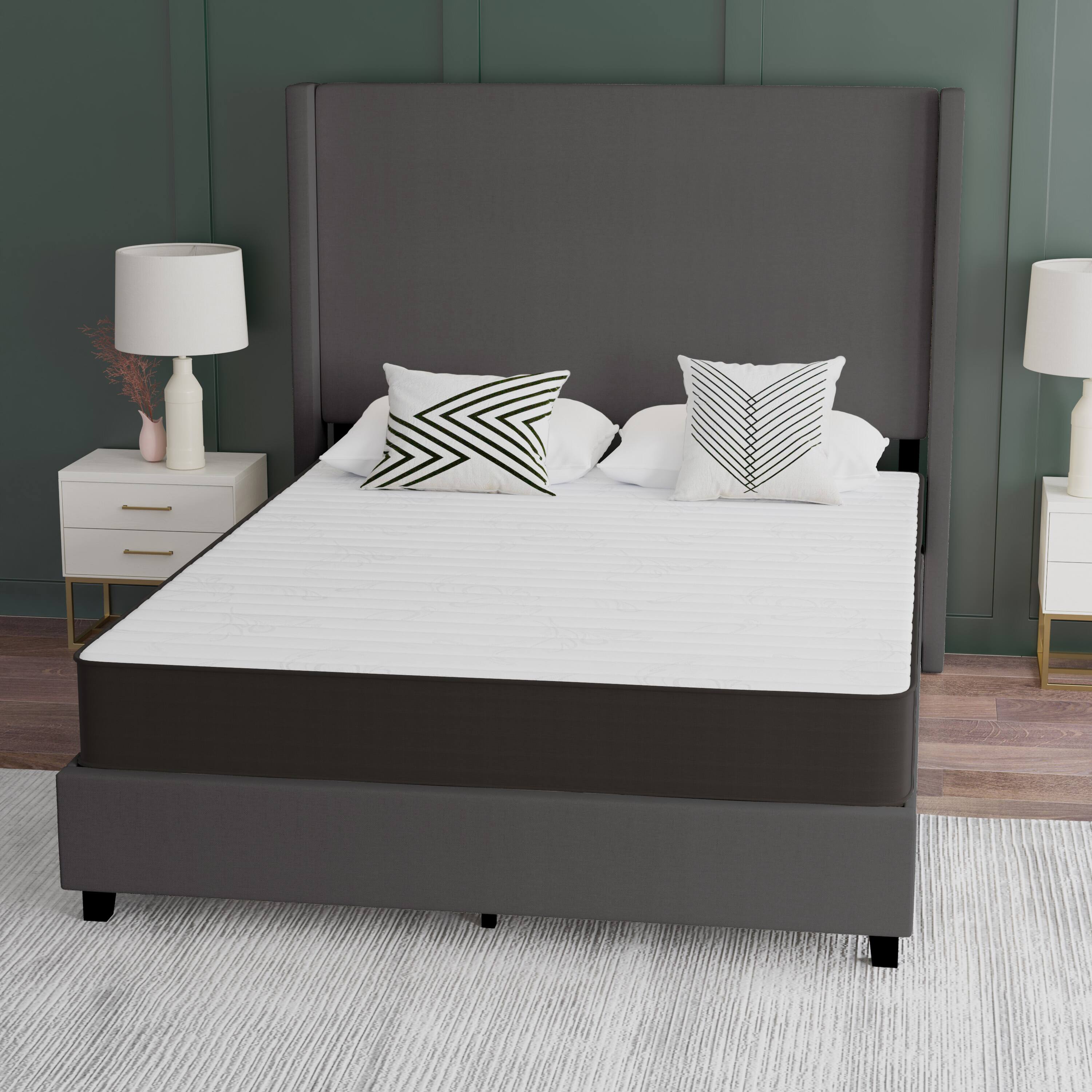 Alt View 5. Emma + Oliver - Medium Firm Hybrid Innerspring Mattress in a Box with Knit Fabric Top - Gray.