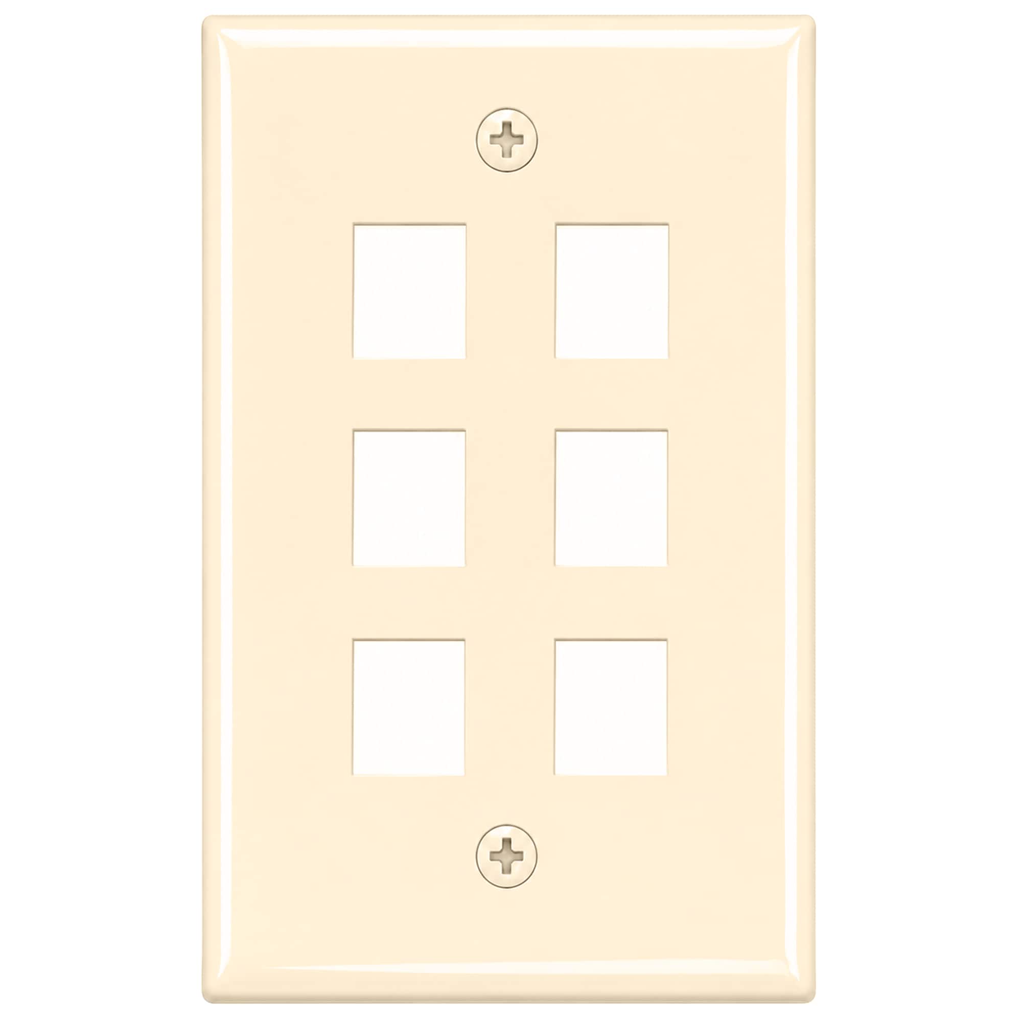 Cmple.com - Cmple - Keystone Wall Plate Cover Ethernet Wall Plates for Modular Inserts, RJ45 Keystone Jack - 6 Port - Ivory