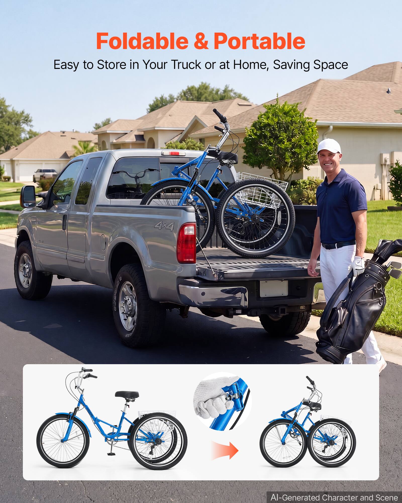 Foldable & Portable  
Easy to Store in Your Truck or at Home, Saving Space  

4x4  

AI-Generated Character and Scene