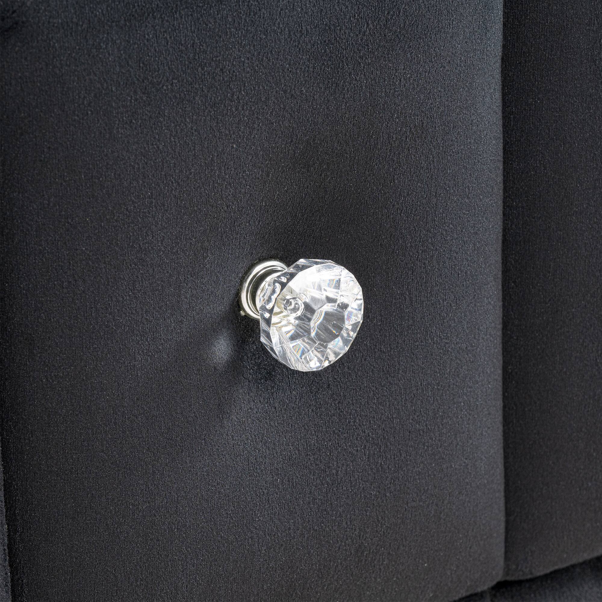 Alt View 6. Vaczon - Contemporary Nightstand with Drawers, Nailhead Trim, and Crystal Knobs Bedside Storage for Bedroom Organization - Black.