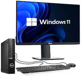 Dell - Refurbished Excellent - OptiPlex Tiny Desktop Computer PC | Intel i5-12th | 16GB DDR4 RAM | 256GB SSD | New 24" LED | KB & Mouse | Wi-Fi | Win11 - Black