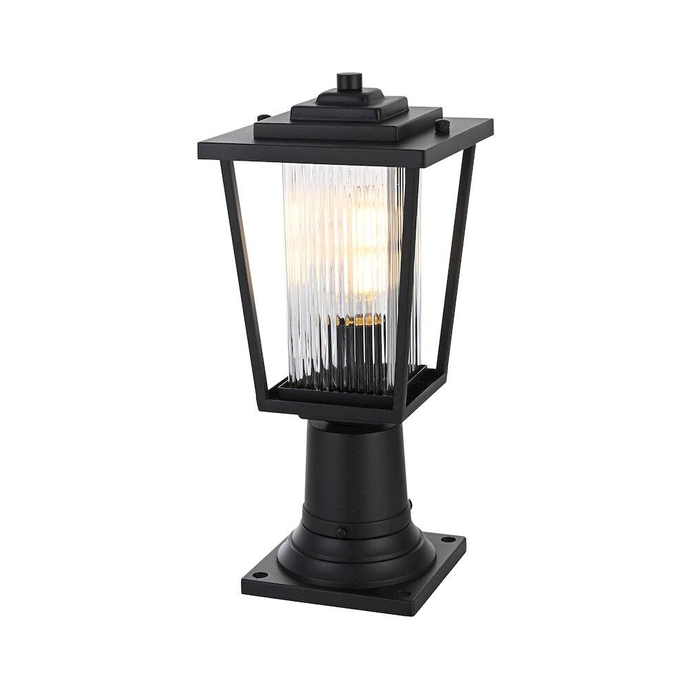 Angle. Elegant Lighting - York 7 inch Outdoor Pendant in Black - Black.