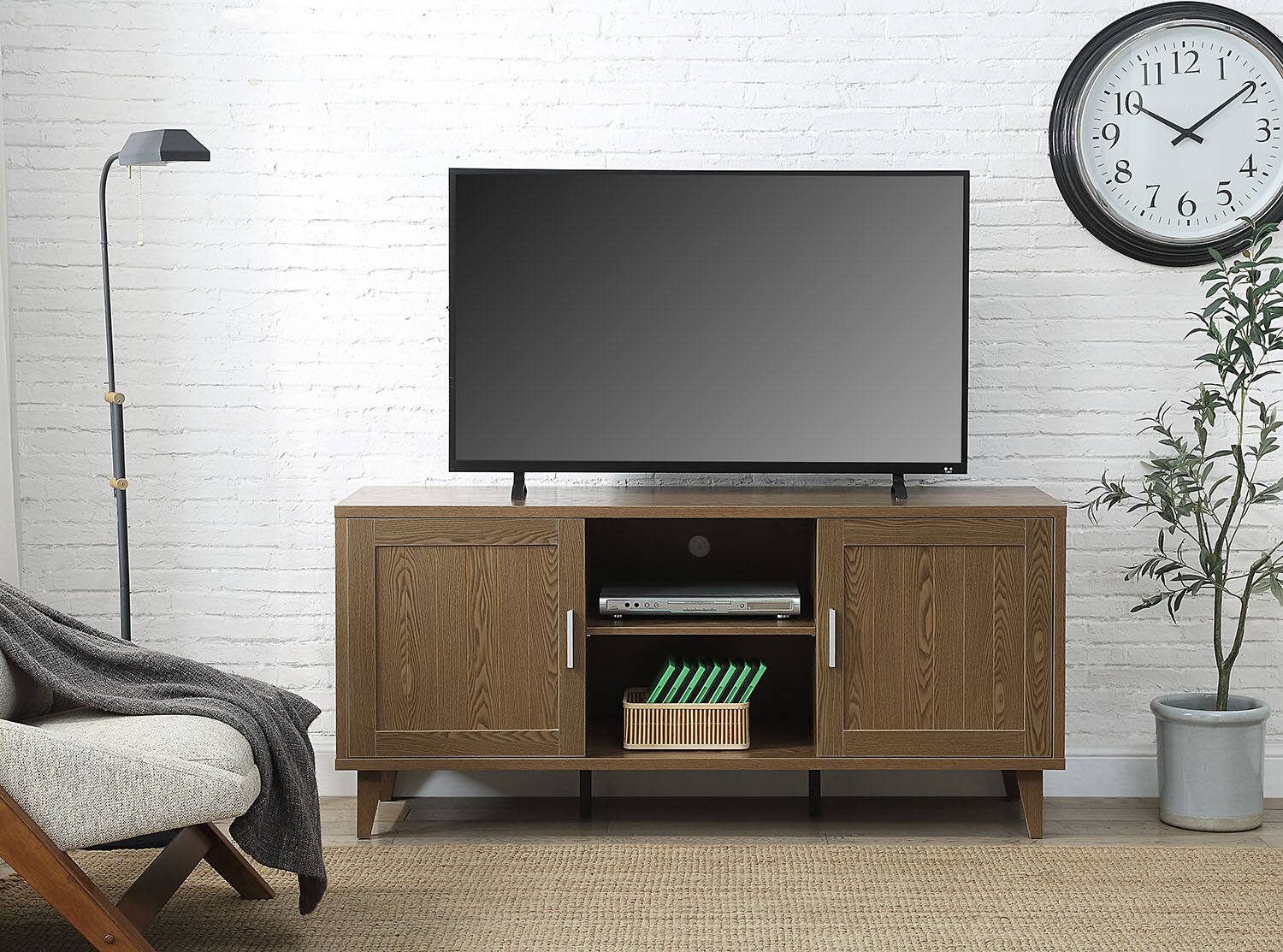 Angle. APRILSOUL - Modern 60 Inch TV Stand for TVs up to 65 inches Classic Walnut Finish - Brown.