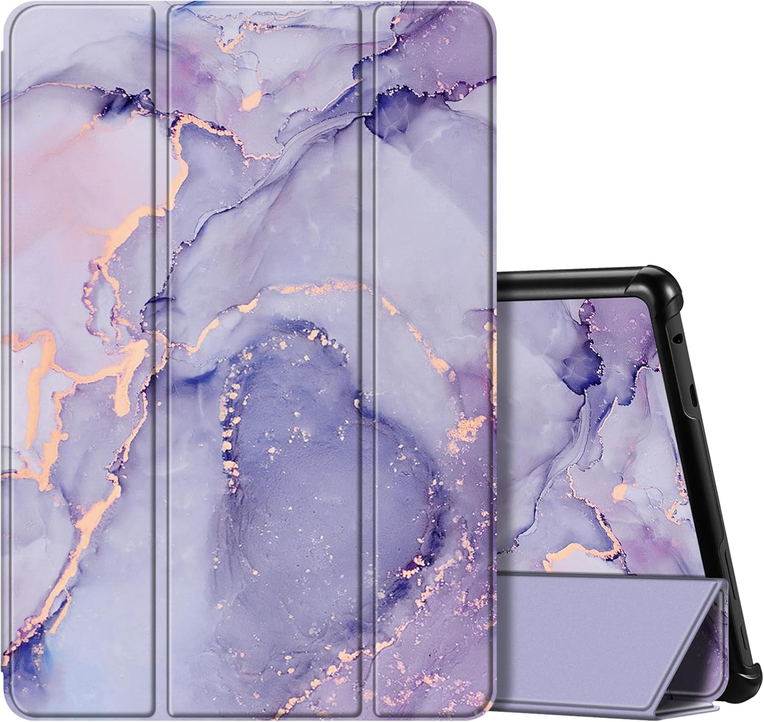 Front. Fintie - Slim Case for All-New Fire HD 10 & Fire HD 10 Plus (13th, 2023) Trifold Stand Cover Lightweight PU Leather Hard Shell - Lilac Marble.