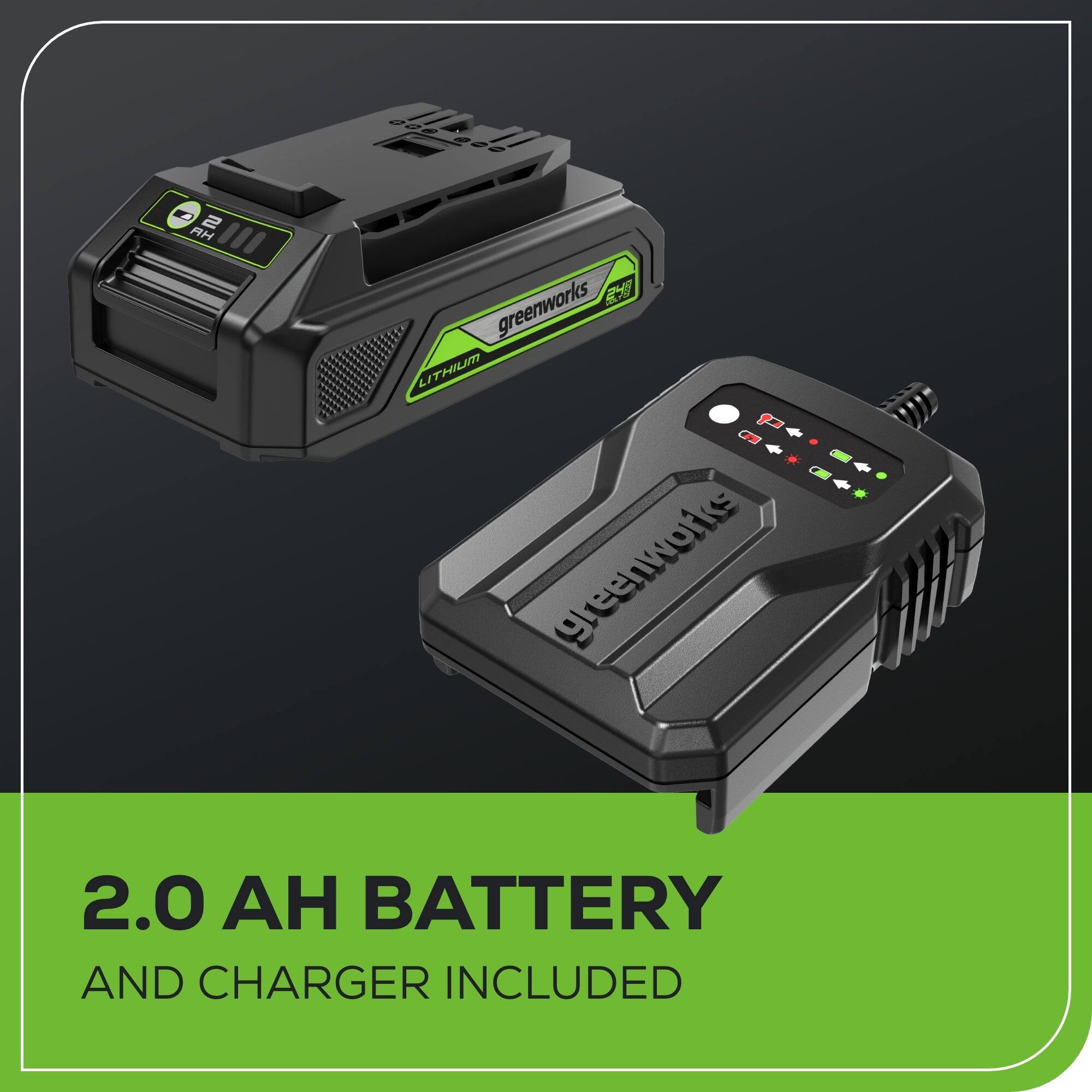2.0 AH Battery and Charger Included